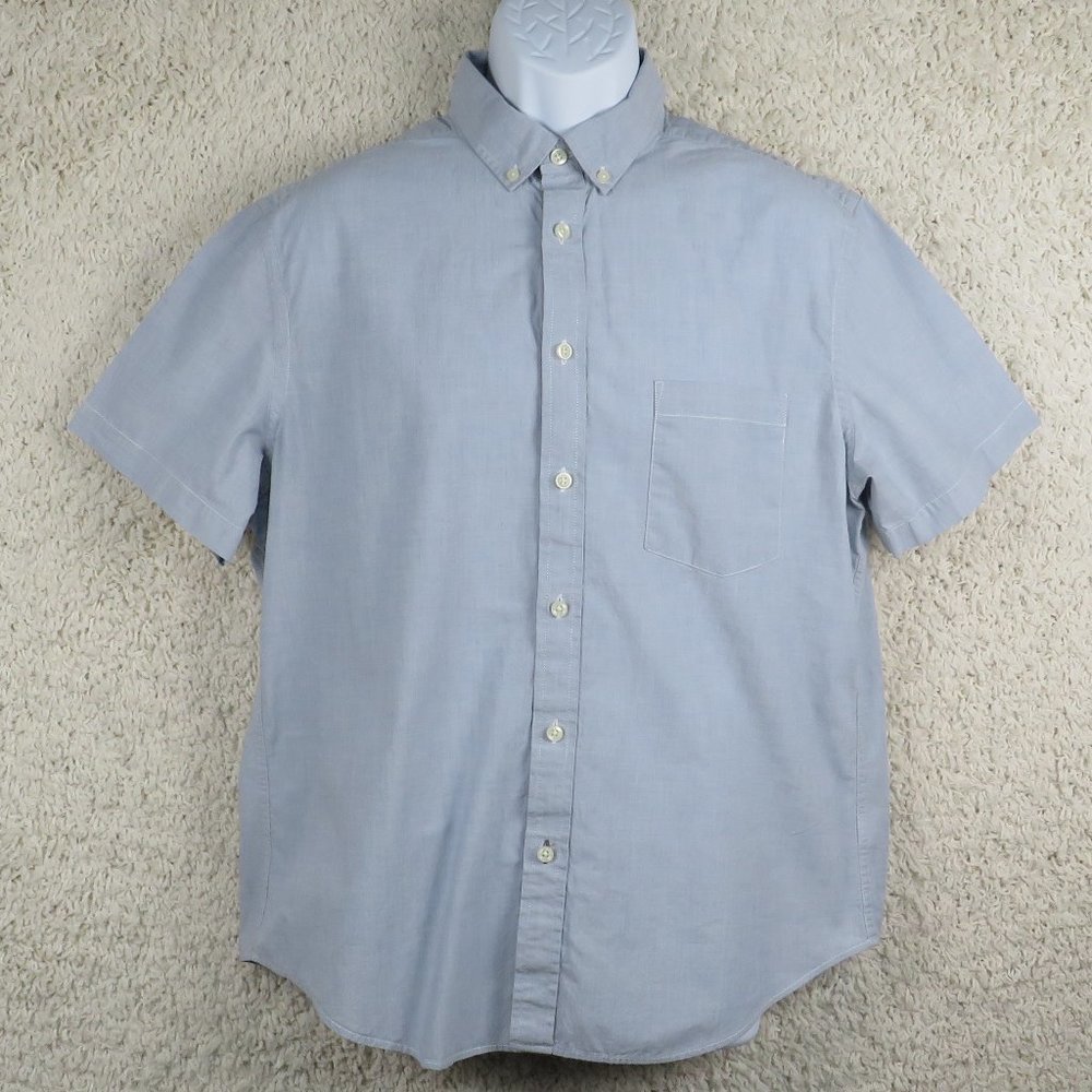 Goodfellow* Men's Short Sleeve Button Down Curved Hem Pocket Shirt~ Size‎ Large